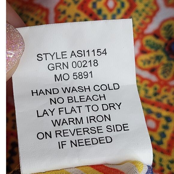 HPAnthropologie Floral Stripe Sheer Long Sleeve Henley Tie Front Blouse - Picture 11 of 13